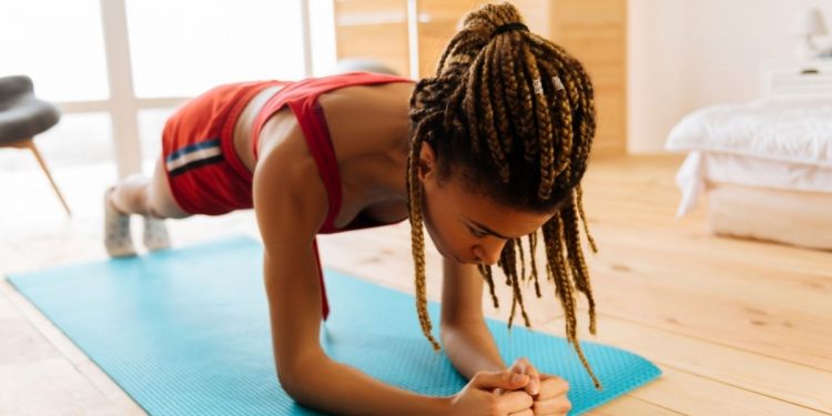 a woman exercising